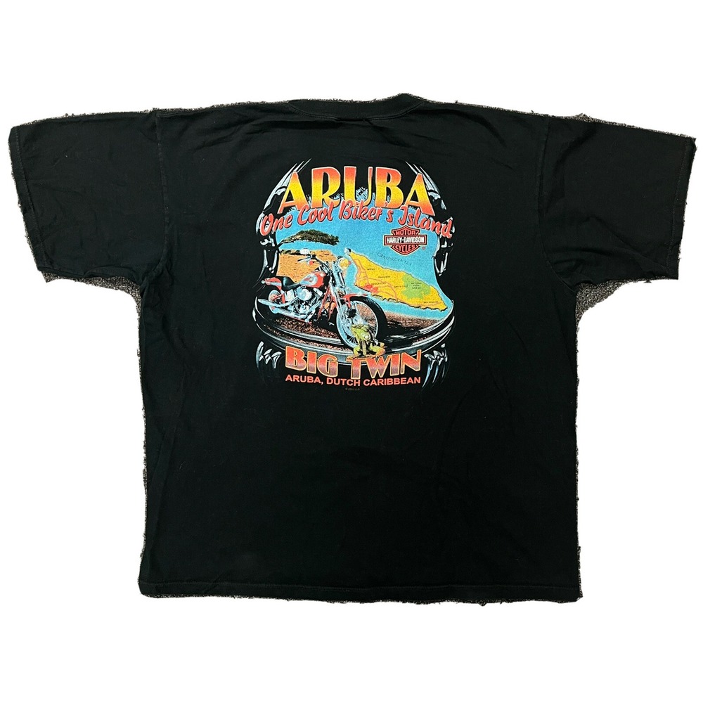 Harley-Davidson Aruba Dealer T-Shirt Men's XL Black Big Twin Caribbean Double